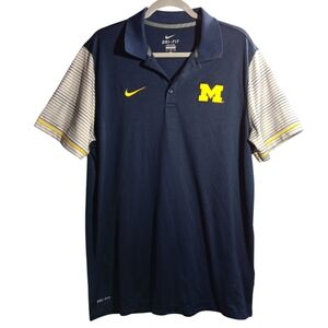 Nike Blue and Yellow Polo Shirt Michigan Wolverines SZ XL